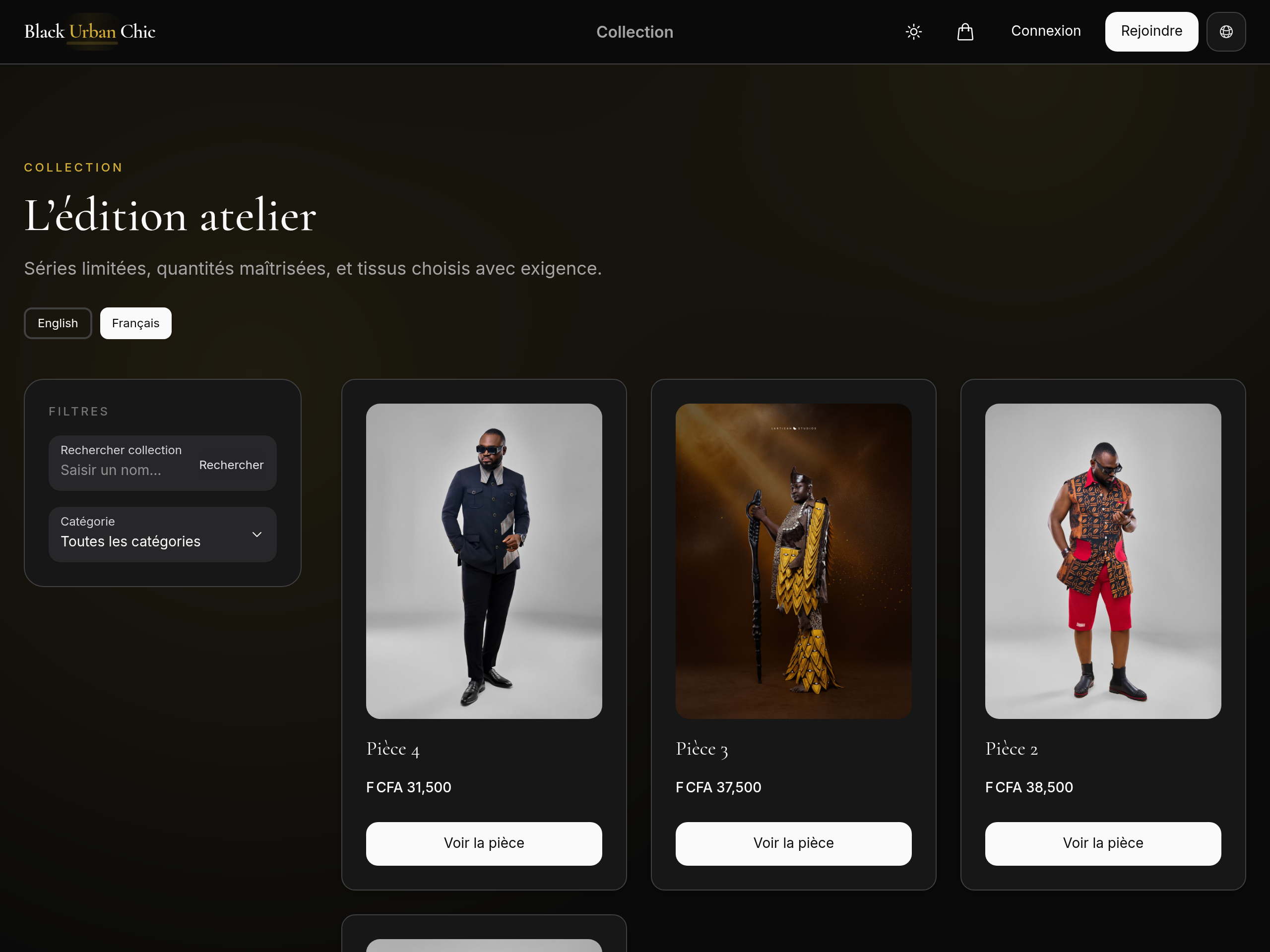 Black Urban Chic storefront — live preview