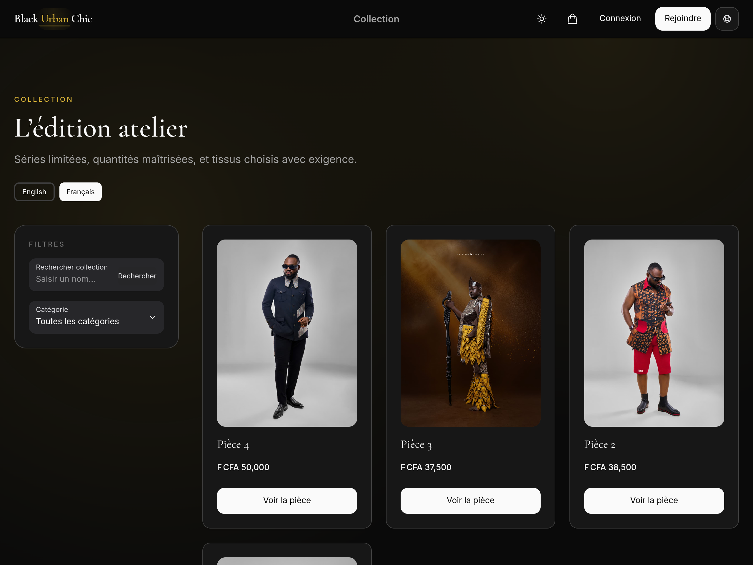 Black Urban Chic storefront — live preview