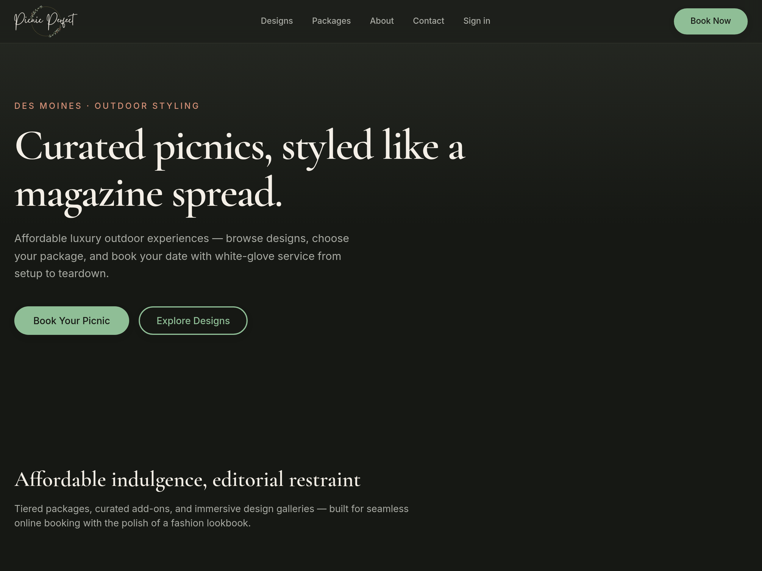 Picnic Perfect luxury picnic styling — live preview
